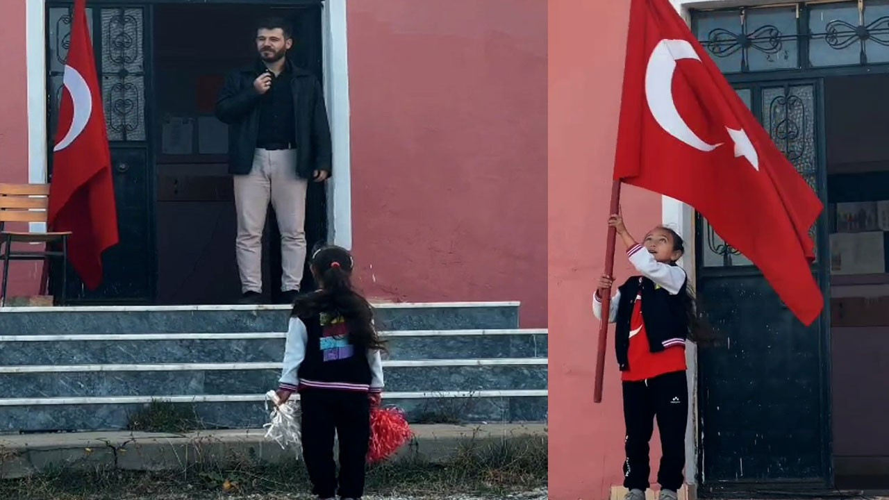 Konya'da 1 öğretmenli, 1 öğrencili okulda 29 Ekim töreni